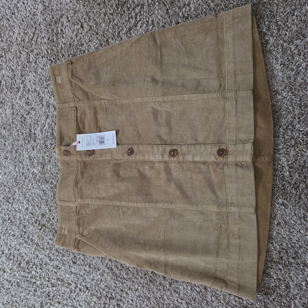 NWT Vineyard Vines Corduroy Button-Front Mini Skirt in Tan